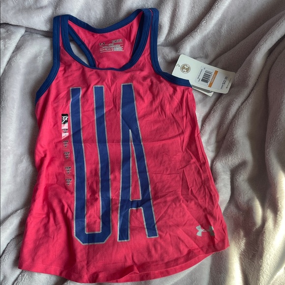 Under Armour Kids Tank Top in Vibrant Pink and Navy - Picture 1 of 4